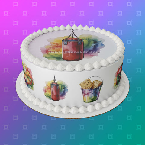 Boxing 09 Edible Icing Cake Topper or Ribbon