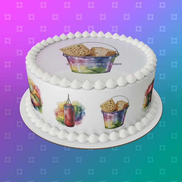 Boxing 10 Edible Icing Cake Topper or Ribbon