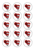 Boxing 01 / Red Boxing Gloves Edible Icing Cake Topper or Ribbon
