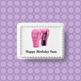 Boxing 02 / Pink Boxing Gloves Edible Icing Cake Topper or Ribbon