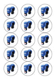 Boxing 03 / Blue Boxing Gloves Edible Icing Cake Topper or Ribbon