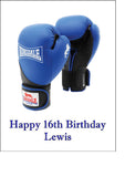Boxing 03 / Blue Boxing Gloves Edible Icing Cake Topper or Ribbon