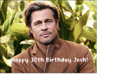 Brad Pitt Edible Icing Cake Topper or Ribbon