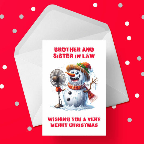 Christmas Card for Brother & Sister In Law - Funny Snowman