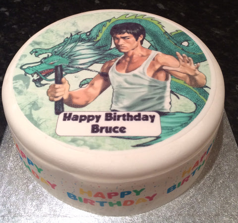 Bruce Lee 02 Edible Icing Cake Topper or Ribbon