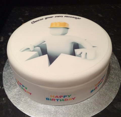 Builder Edible Icing Cake Topper or Ribbon