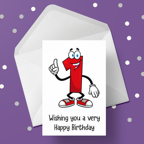 1st Birthday Card with Funny numbers