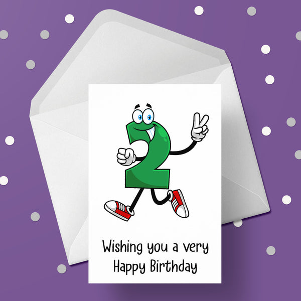 2nd Birthday Card with Funny numbers