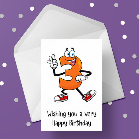 03 3rd Birthday 01 Birthday Card with funny number