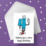 04 4th Birthday 01 Birthday Card with Funny number