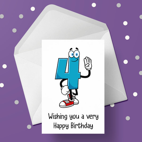 04 4th Birthday 01 Birthday Card with Funny number