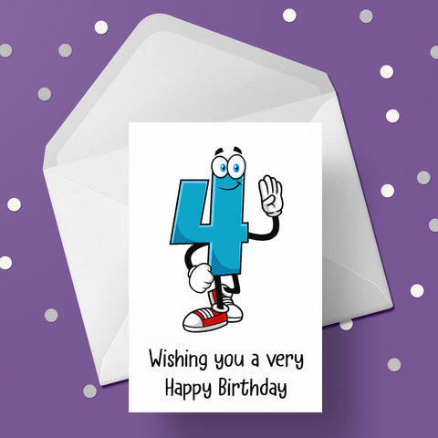 04 4th Birthday 01 Birthday Card with Funny number