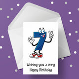 07 7th Birthday 01 Birthday Card with Funny number