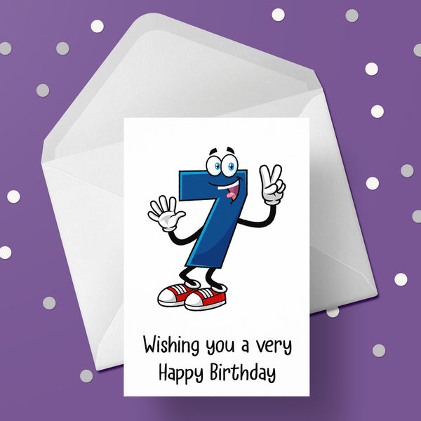07 7th Birthday 01 Birthday Card with Funny number