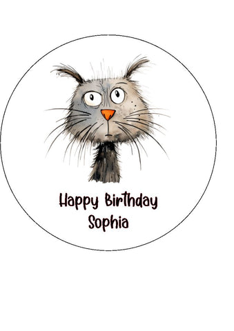 Cat 03 Edible Icing Cake Topper or Ribbon