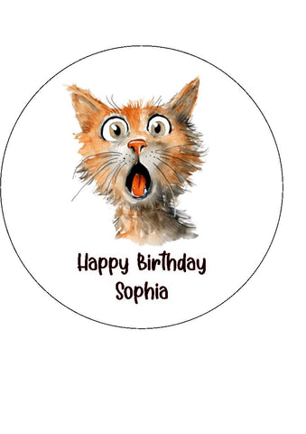 Cat 04 Edible Icing Cake Topper or Ribbon