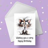 Cat Birthday Card 05 - Funny quirky black cat
