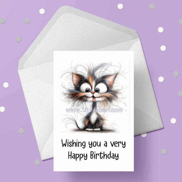 Cat Birthday Card 05 - Funny quirky black cat