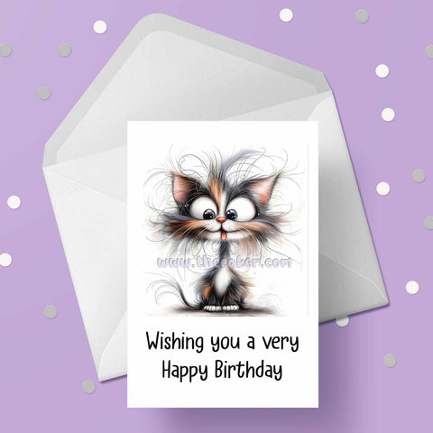 Cat Birthday Card 05 - Funny quirky black cat