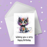 Cat Birthday Card 06 - Cute quirky kitten