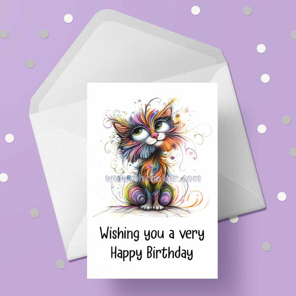 Cat Birthday Card 08 - Cute quirky Cat