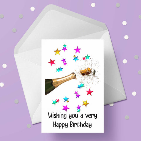 Champagne Bottle 01 Birthday Card