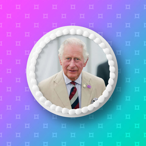 King Charles 05 Edible Icing Cake Topper or Ribbon