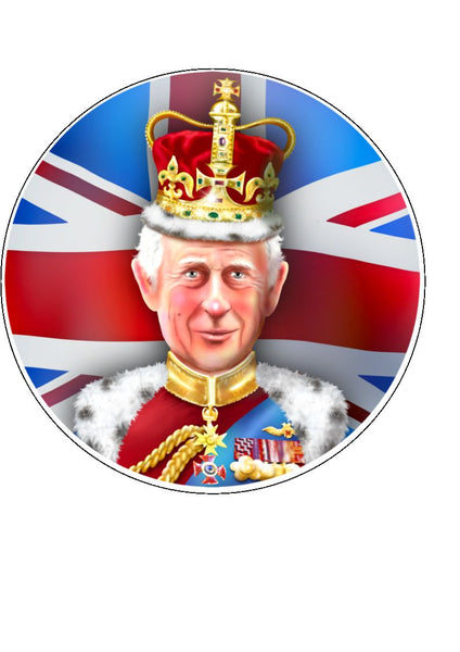 King Charles 06 Edible Icing Cake Topper or Ribbon
