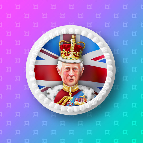 King Charles 06 Edible Icing Cake Topper or Ribbon