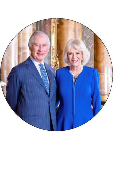 King Charles and Camilla Edible Icing Cake Topper or Ribbon