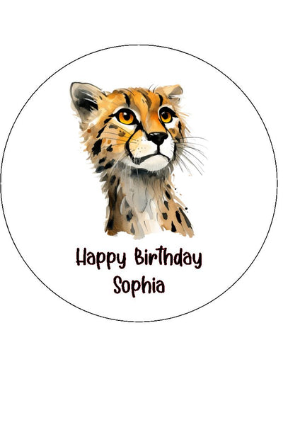 Cheetah 04 Edible Icing Cake Topper or Ribbon
