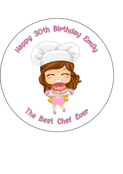 Chef 05 Edible Icing Cake Topper or Ribbon