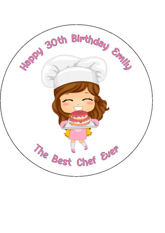 Chef 05 Edible Icing Cake Topper or Ribbon