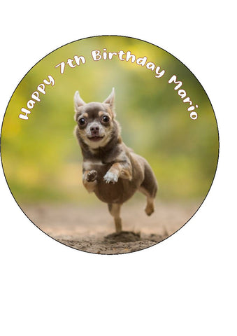 Chihuahua 02 Edible Icing Cake Topper or Ribbon
