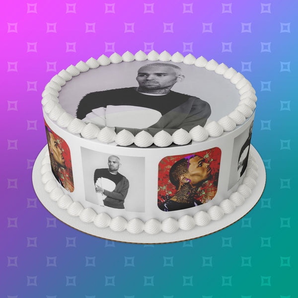 Chris Brown 02 Edible Icing Cake Topper or Ribbon