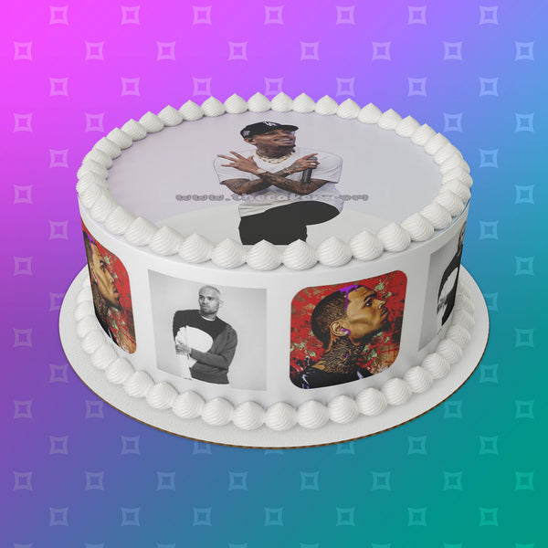 Chris Brown 04 Edible Icing Cake Topper or Ribbon