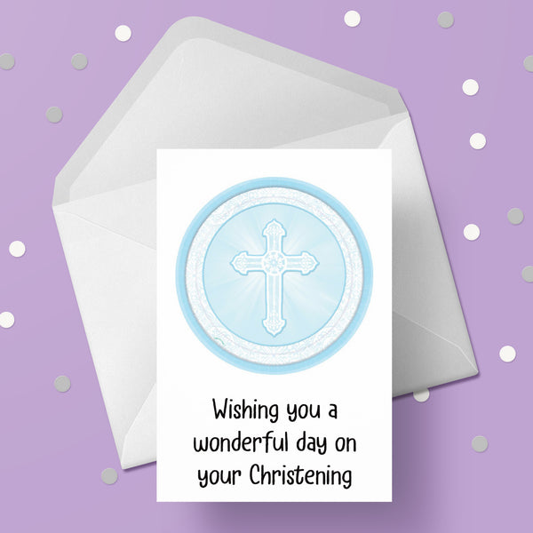 Christening Card 03 - Blue Cross