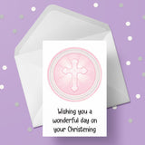 Christening Card 04 - Pink Cross