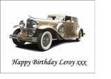 Classic Vintage Car Edible Icing Cake Topper or Ribbon