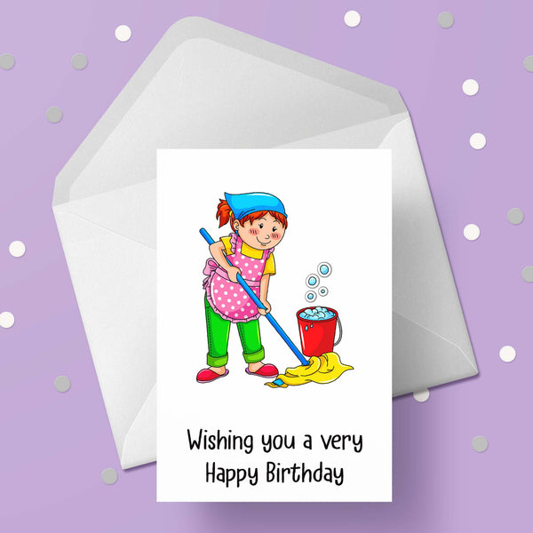 Cleaner 01 Birthday Card (Female)