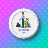 Cleaner 02 Edible Icing Cake Topper or Ribbon (Male)