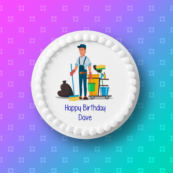 Cleaner 02 Edible Icing Cake Topper or Ribbon (Male)