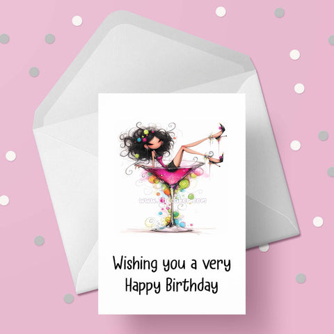 Cocktail Girl Funny Birthday Card 01