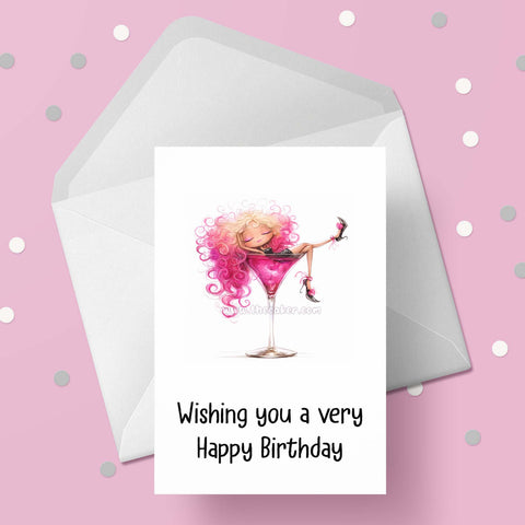 Cocktail Girl Funny Birthday Card 02