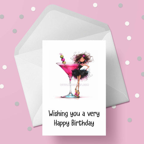 Cocktail Girl Funny Birthday Card 04