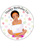 Computer Edible Icing Cake Topper or Ribbon 05