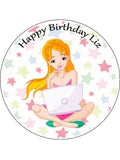 Computer Edible Icing Cake Topper or Ribbon 06