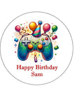Games Controller 04 Edible Icing Cake Topper with Birthday theme