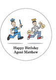 Police Funny Cops & Robbers Edible Icing Cake Topper or Ribbon