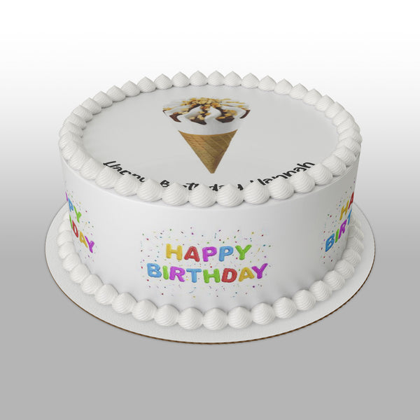 Cornetto Ice Cream Edible Icing Cake Topper or Ribbon